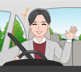 運転している男性