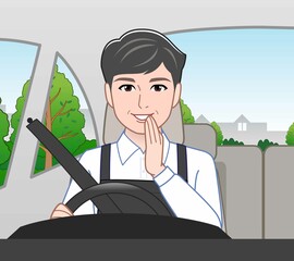 Sticker - 運転している男性