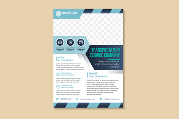 Poster - transportation service company brochure flyer design vector template. annual report, magazine and bo