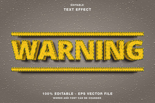 warning 3d yellow editable text effect