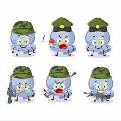 Sticker - A charming soldier blue love ring box cartoon picture bring a gun machine