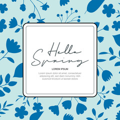 Wall Mural - hello spring banner background template with colorful flower.can be use social media card, voucher, 