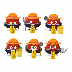 Poster - Farmer red vampire hat cute mascot character with fork