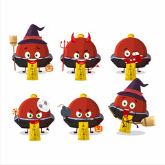 Poster - Halloween expression emoticons with cartoon character of red vampire hat