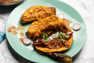 Sticker - Beef birria tacos with sauce. Mexican food