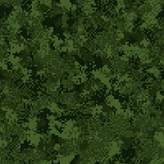 Canvas Print - abstract seamless pattern with green colored chaotic squares on dark