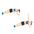Woman doing Side plank rotation exercise. Flat vector illustration isolated on white background
