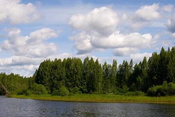 Sticker - Summer fishing on the Rybinsk reservoir, nature.