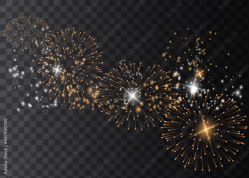 Pyrotechnics Vector Pyrotechnics and fireworks set with animation on black background ...