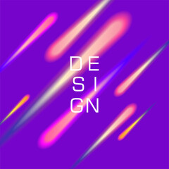 Wall Mural - abstract vector background with lights lines and, dark backdrop with glowing comets, violet card