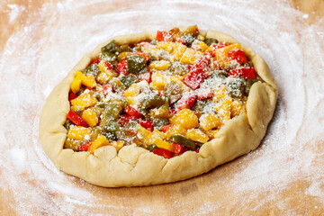 Poster - A vegetable galette before baking.