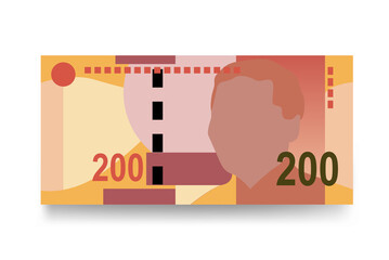 Wall Mural - South Africa Rand Vector Illustration. African money set bundle banknotes. Paper money 200 R. Flat style. Isolated on white background. Simple minimal design.