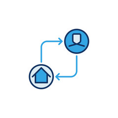 Poster - House and Man connected with Arrows vector colored icon