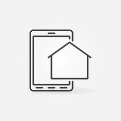 Poster - Tablet with House vector concept icon in outline style