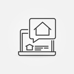 Poster - Laptop with House outline icon. Online Real Estate Selling symbol