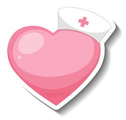 Sticker - Pink gradient heart with nursing cap