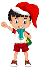 Canvas Print - Cute boy in Christmas costume cartoon character