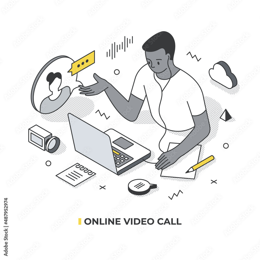 Online Video Call Isometric Scene の Stock ベクター | Adobe Stock