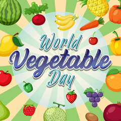 Wall Mural - World Vegetable Day poster with vegetables and fruits