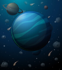 Wall Mural - Neptune planet on space background