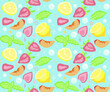 Lemonade with mint and fruit, seamless vector pattern