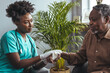 © Dragana Gordic - Female healthcare worker holding hands of senior man at care home, focus on hands. Shot of an unidentifiable young doctor holding his senior patient's hand in support