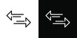 Transfer arrows icon. Data transfer vector icon. Arrow exchange icon. Arrow left and right symbol. Vector illustration on white and black background