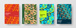 © pro - Bright geometric tiles company identity concept set. Amazing banner A4 design vector illustration collection.