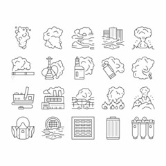 Wall Mural - Smoke And Fog Steam Collection Icons Set Vector .