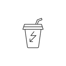 Diet Soda Fizzy Water Line Icon. Natural Drink Cold Lemonade
