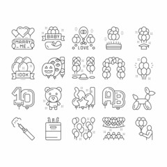 Wall Mural - Balloon Decoration Collection Icons Set Vector .