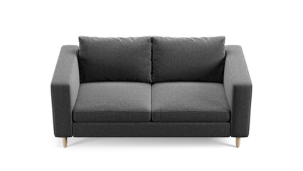 Wall Mural - Modern grey textile sofa on isolated white background. Furniture for modern interior, minimalist design.