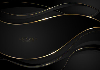 Abstract 3D elegant black wave curve shape background