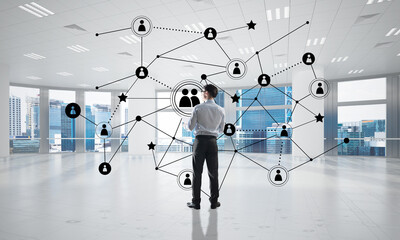 Wall Mural - Networking and social communication concept as effective point for modern business