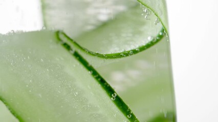 Wall Mural - Soda water with cucumber slices in the glass, macro shot, 4k. Cucumber detox water. Healthy eating concept.