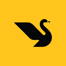 Swan Logo Design Illustration. Vector Icon Of Simple Forms Of Swan