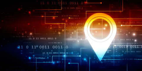 Aufkleber - 2d rendering Red map pointer