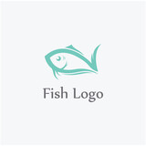 Fototapeta Dinusie - Fish logo, fishinghook, fish oil and seafood restaurant icon. With vector icon concept design illustration template