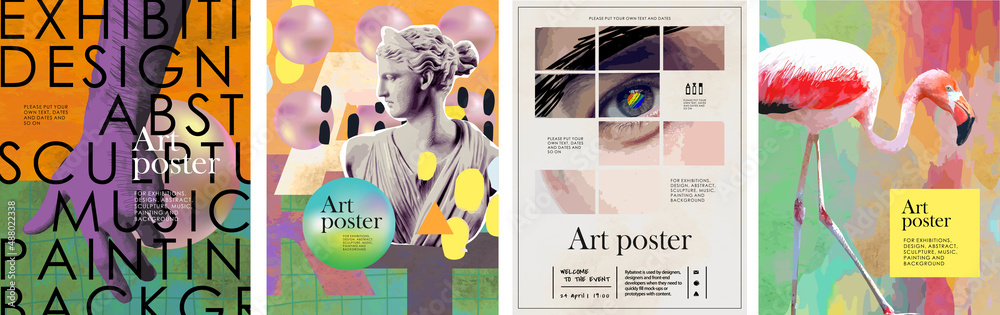 Art posters for an exhibition of painting, culture, sculpture, music ...