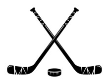 Vector Crossed Hockey Sticks And Hockey Puck