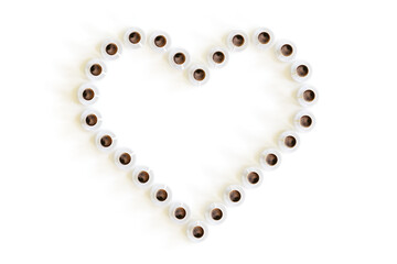 Sticker - 3D Heart Shape made of Coffee Cups Isolated on White Background