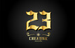golden 23 number icon logo design. Creative template for business