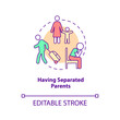 Having separated parents concept icon. Reason for child behavioral problems abstract idea thin line illustration. Isolated outline drawing. Editable stroke. Arial, Myriad Pro-Bold fonts used