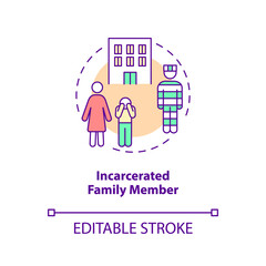 Wall Mural - Incarcerated family member concept icon. Adverse childhood experience abstract idea thin line illustration. Isolated outline drawing. Editable stroke. Arial, Myriad Pro-Bold fonts used