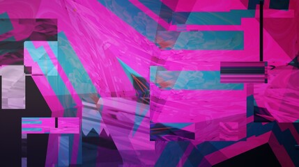 Poster - Digital abstract graphic artwork. Vibrant glitch texture. Artwork with deconstructed shapes and graphics elements. Creative graphic design for poster, brochure, flyer and card.