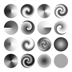 Wall Mural - Set of op art circle design elements. Optical geometric black and white round background illustrations. Trendy hypnotic patterns. 