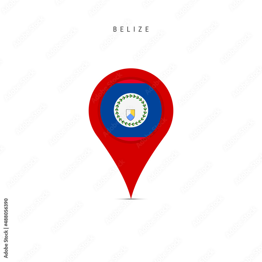 Teardrop map marker with flag of Belize. Belizean flag inserted in the ...