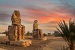 Famous colossi of Memnon, giant sitting statues, Luxor