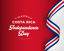 Happy Costa Rica Independence Day September 15th Celebration Vector Design Illustration. Template For Poster, Banner, Advertising, Greeting Card Or Print Design Element