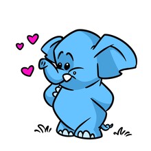 Little Blue Elephant Cute Character Animal Illustration Cartoon